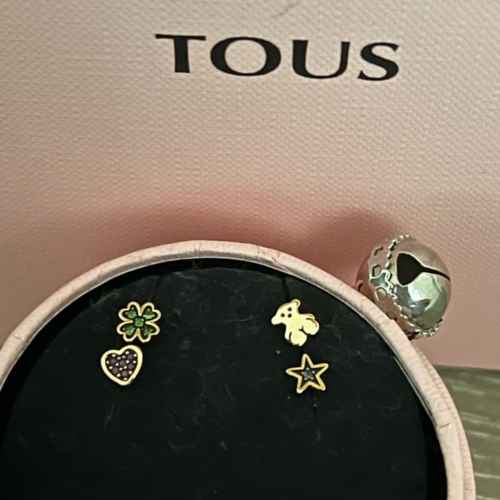 Tous Vermeil Gold Earrings Set Gems